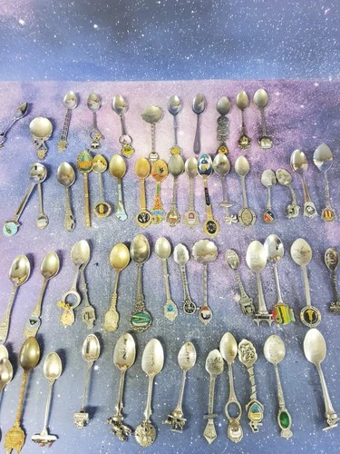 Vintage SOUVENIR SPOONS Mixed Lot Locations Travel Collectible Bulk of 55