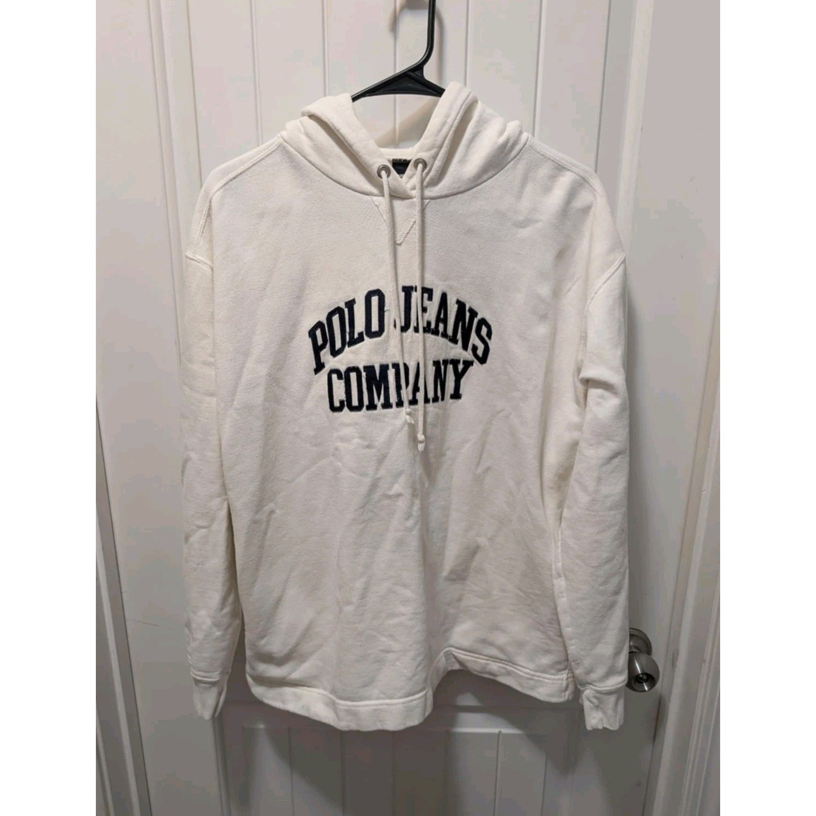 Vintage White Polo Jeans Co Ralph Lauren Mens S Embroidered Spellout Hoodie