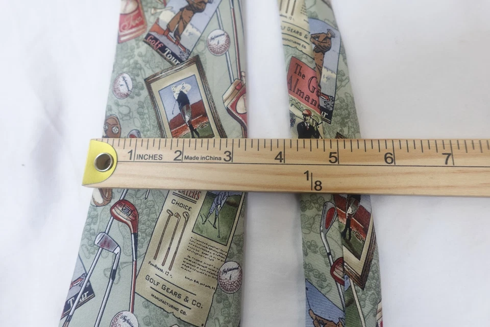 Corbata de seda de golf Tie Tales 100 % seda novedad palos de golf camisetas de almanaque vintage Foto 3 de 4