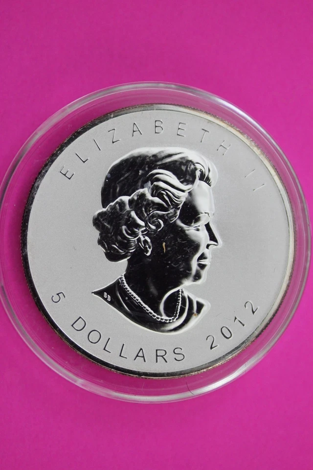 2012 Reverse Proof Maple Leaf Canada 5 Dollars Silver 1 OZ Mint Capsule C245 - Image 2 of 3