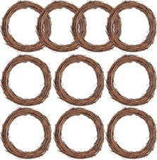 10 Pack 6 Inch Grapevine Wreaths Twig Vine Branch Wreath for Front Door Wall