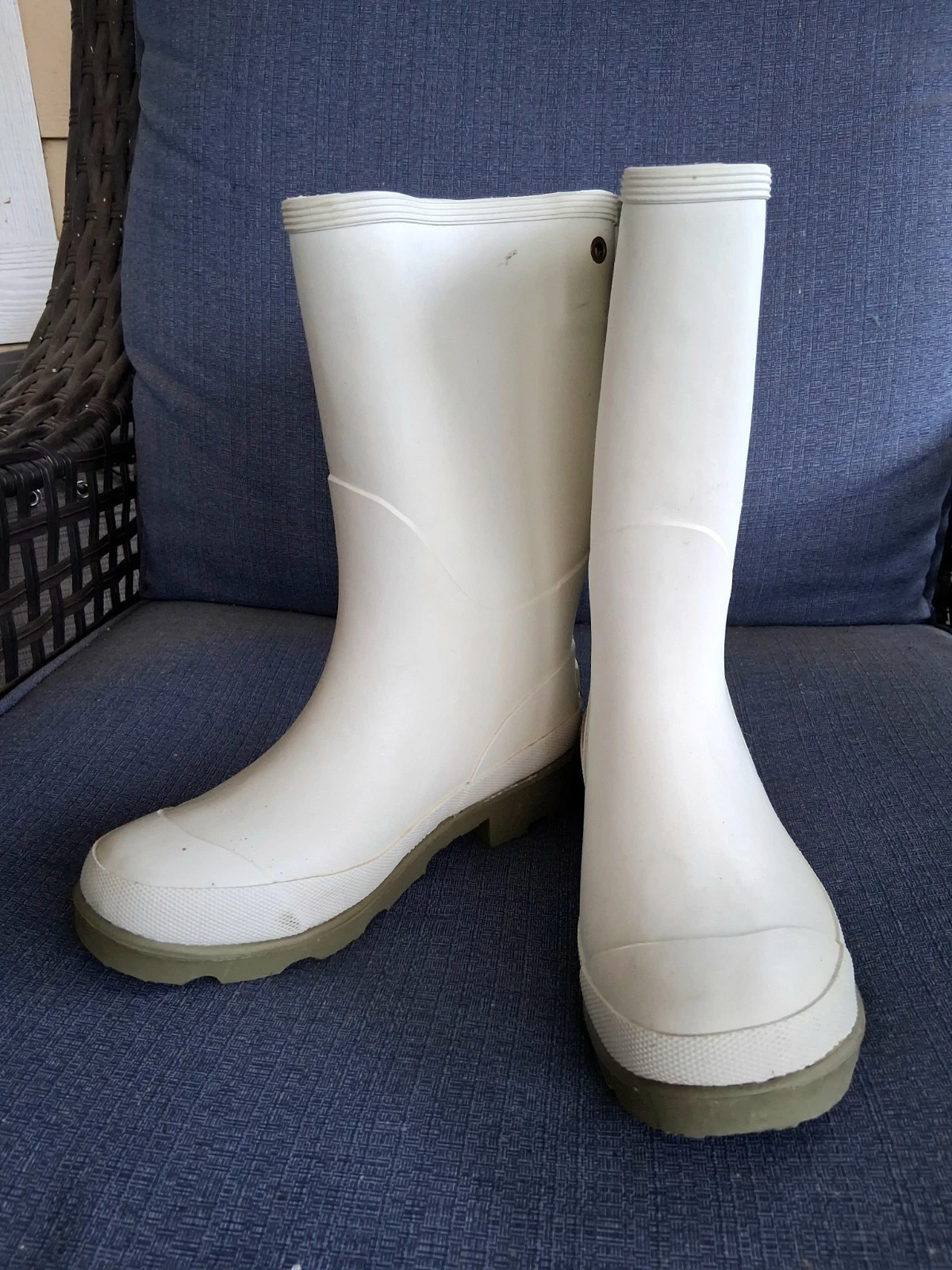 Men Stone Creek Shrimper Waterproof White Rubber Mid-Calf Boots size 6