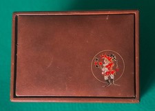 Porta carte da gioco in pelle e legno - usato Vintage