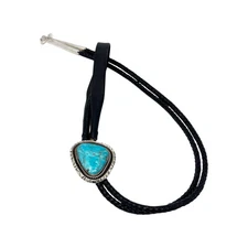 Jacob Utzler, Bolo Tie, Kingman Turquoise, Navajo, 42"