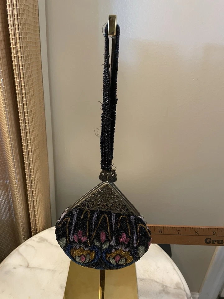 Bolso de Mano Art Noveau Carnaval Multicolor Vidrio Cuentas Metal Filigrana Foto 4 de 4