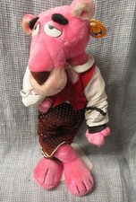 Vintage 1980 Special Effects Mighty Star 15" Pink Panther Plush Doll with Stand