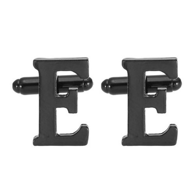 Initial Cufflinks, Alphabet Letter E Men Cuff Links with Box, Black