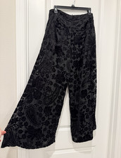 Anthropologie Women’s Black Floral Velvet Burnout Wide Leg Pants Size 8 NWT