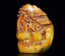 Exquisite Tianhuang Shoushan Stone Matsushita Elderly Seal Ornament