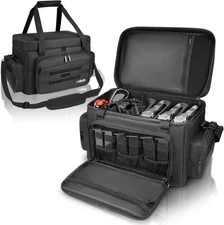 Gun Range Bag for 4 Handguns & Ammo - Pistol Shooting Bag with Magazine Slots, D