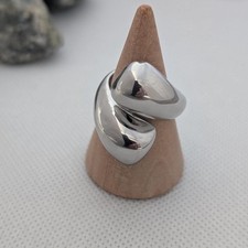 Chunky Dome Teardrop Ring, Adjustable Stainless Steel Ring, Open Finger/Thumb UK