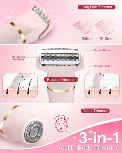 Bikini Trimmer Women - 3 in 1 Painless Lady Shavers for Women for Silk - Picture 3 of 5
