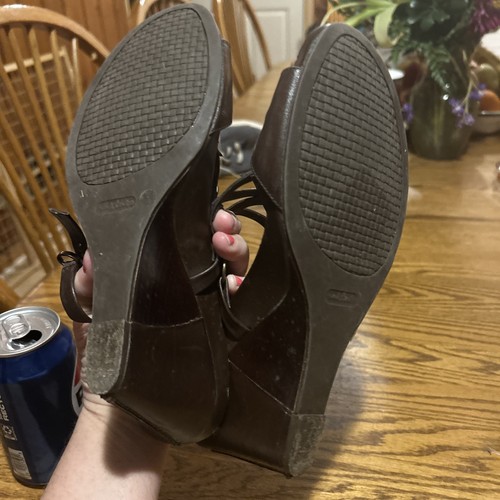 Ladies Shoes Nurture Strappy Wedge Heel With Ankle Strap. Size 8.5 Brown - Picture 5 of 6