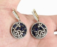14K White Gold Plated 3Ct Round Cut Lab Created Tanzanite Drop Dangle Earrings