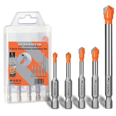 HPMAISON Fliesenbohrer Glasbohrer Set, 5 Stück Fliesenbohrer Glasbohrer 