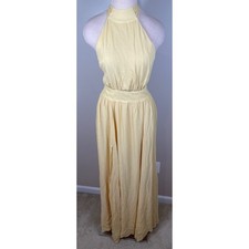 Reformation Andee Halterneck Open Back Sunshine Yellow Maxi Dress Size 10