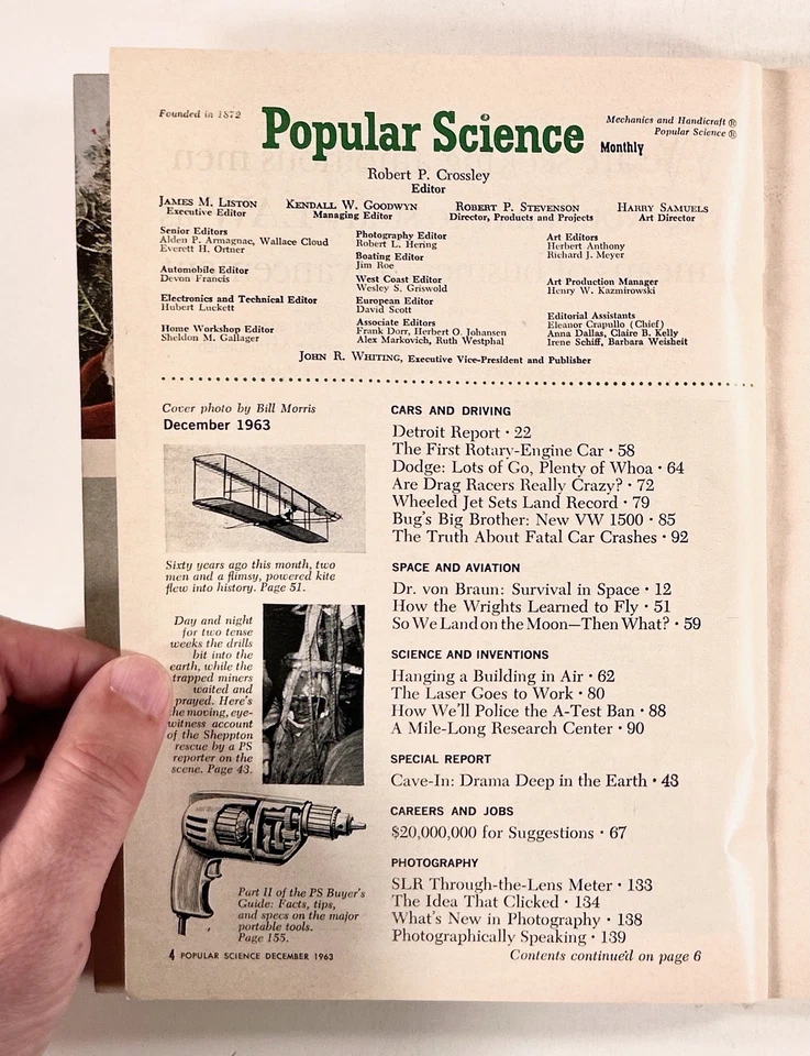 1963 Dec POPULAR SCIENCE Guide to Portable Tools ROTARY ENGINE Wernher von Braun - Image 4 of 4