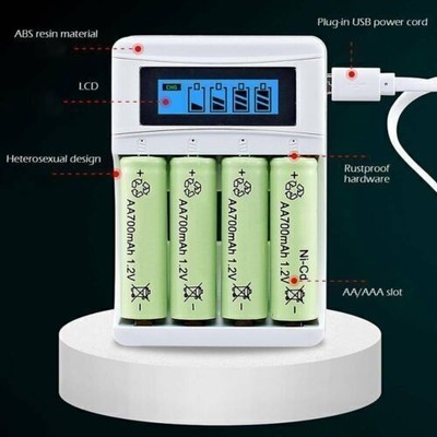 Akku Ladegerät für 1-4x AA/AAA Akkus NiCd NiMH Batterieladegerät USB Universal