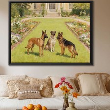 Dog Oil Painting Garden Dog Artwork Belgian Malinois Print Home Decor Wall Art
