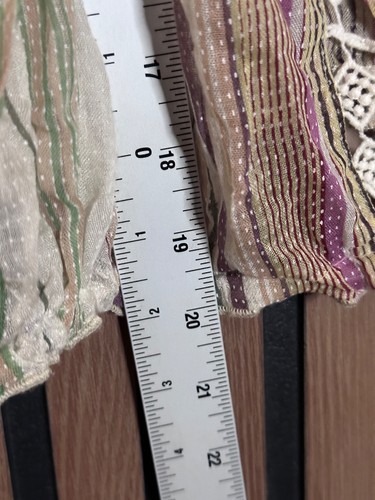 Free People Top XS / S Beige Stripe Cut Out Front Trim Balloon Blouse FP One - Picture 4 of 8