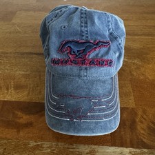 Ford Mustang Distressed Style Hooking Loop Adult Adjustable Gray Racing Hat Rare