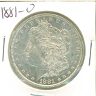 1881-O Morgan dollar, very near UNC.  Raw 90% silver coin.
