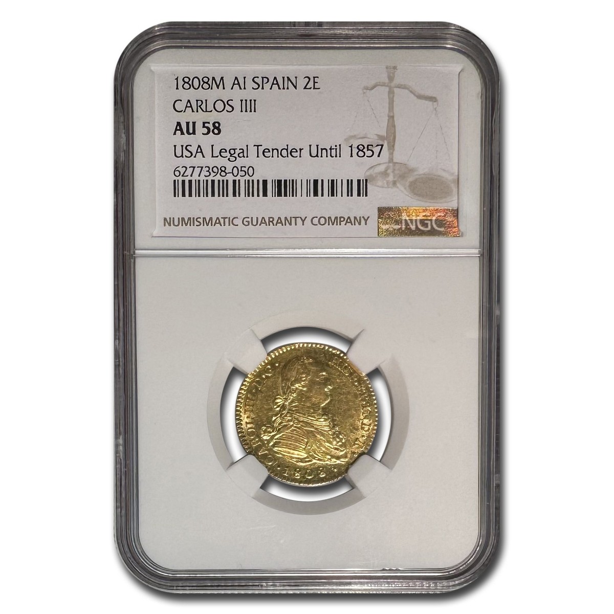 NGC AU 58 インド マイソール ファナム金貨(1638-1812)351 NGC AU 58 インド マイソール ファナム金貨(1638-1812)351