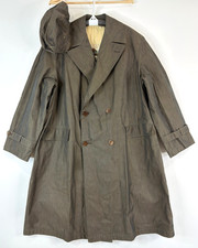 VTG Brick IND. CONF. MIL Italy Green Trench Coat Cap Double Breasted 2XL/3XL
