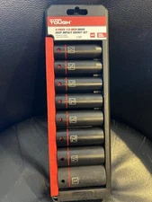Hyper Tough 9-Piece 1/2-Inch Deep Drive Impact Socket Set SAE, 41045 Removable