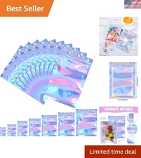 Multipurpose Holographic Foil Bags - 5x7 Inches, 100 Resealable Storage Pouches