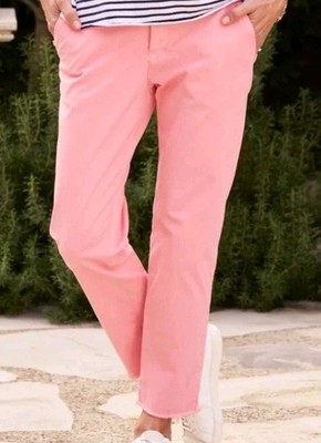 FRANK & EILEEN Flamingo Pink Wicklow Crop Chinos Pants Italian Raw Hem Size 2