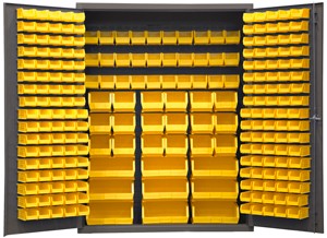 Durham SSC-227-NL-95, Cabinet with 227 Yellow Bins and Flush Doors, 60''x24''x78''