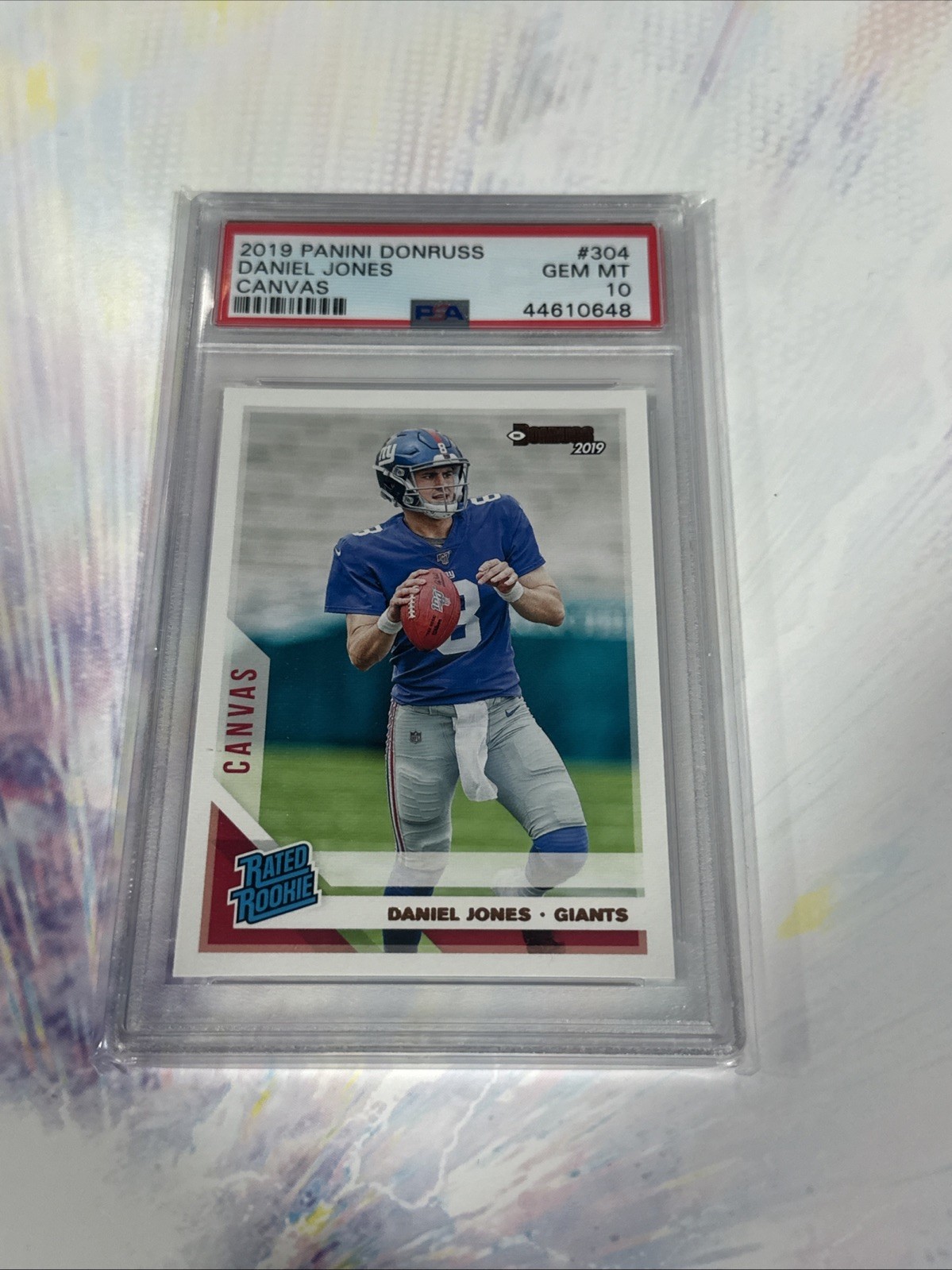 2019 Panini Donruss Canvas #304 Daniel Jones PSA 10 Rookie Giants