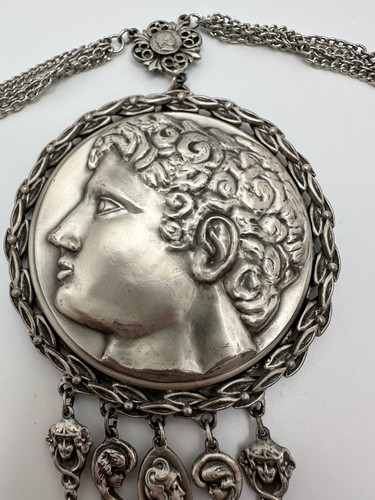 "Collar vintage grande de plata con medallón de laurel de 20""" - Imagen 6 de 12
