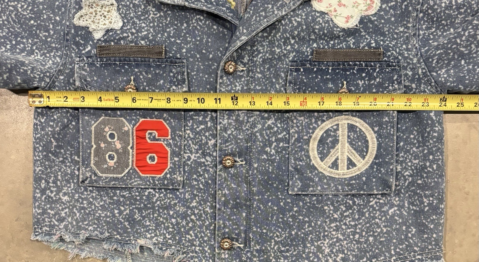 POL Peace Patchwork Boho Chic Oversized Denim Jac… - image 6