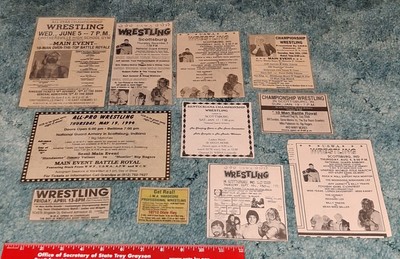 Vintage USWA Wrestling + Indie Wrestling Newspaper Ad Lot Jeff Jarrett Dundee ++