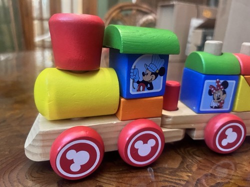Melissa & Doug Mickey Mouse & Friends Wooden Stacking Engine Train Car Complete - Picture 2 of 12