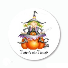 Halloween Trick or Treat Witch Scrapbook Stickers Favors Envelope Seals