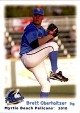 2010 Myrtle Beach Pelicans Grandstand 17 Brett Oberholtzer Saint Georges DE Card