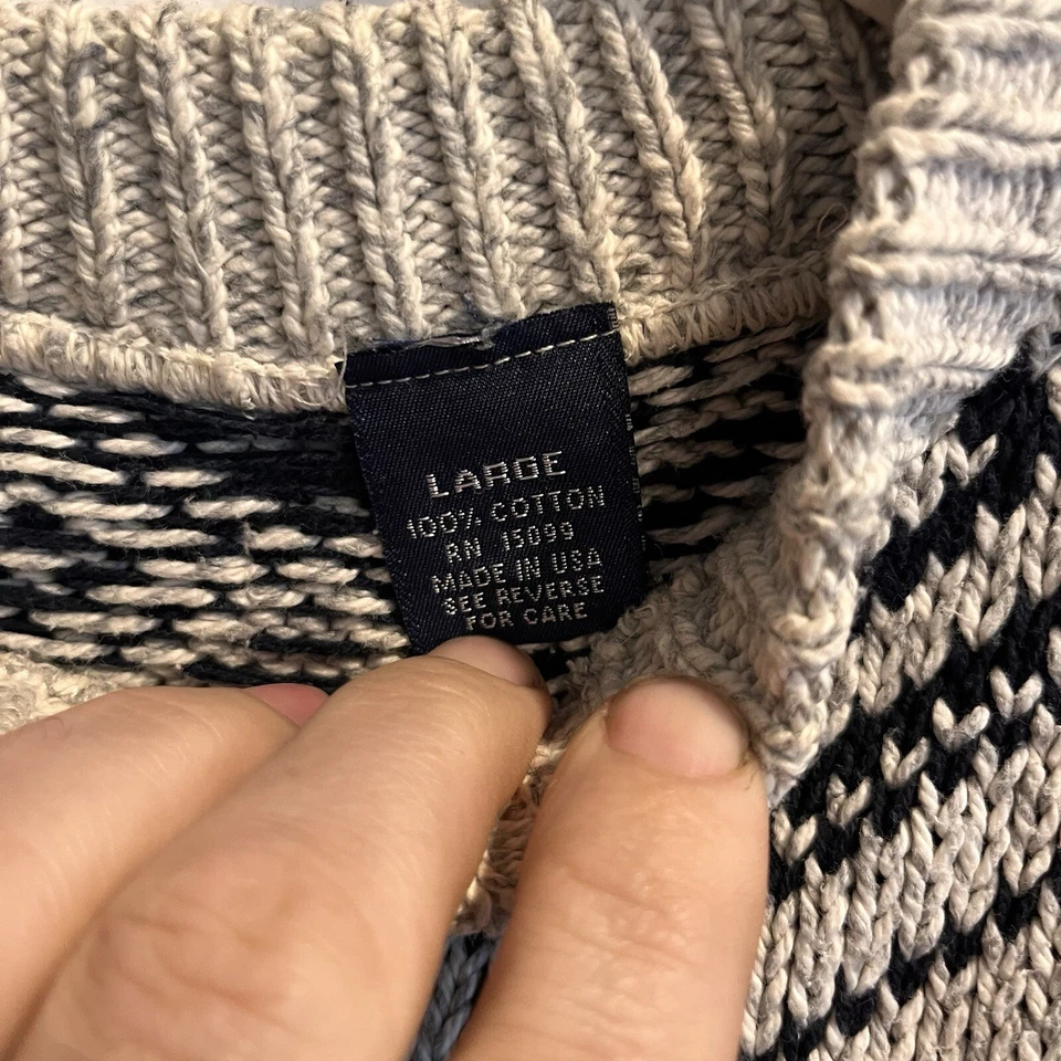 Suéter De Colección Gris Negro Tejido Copo de Nieve Abuelo Para Hombres XL Invierno Algodón *Defecto Foto 3 de 4