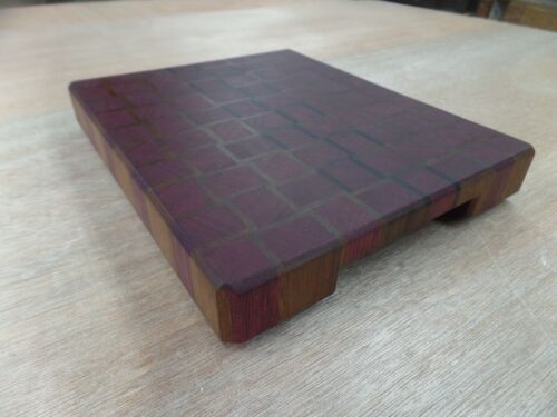 Schneidebrett, Purpleheart und Greenheart Holz, Korbgeflecht Endmaserung - Bild 3 von 7