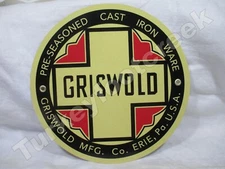 Griswold Cast Iron Ware 11.75" Round Metal Sign
