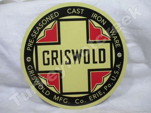 Griswold Cast Iron Ware 11.75" Round Metal Sign