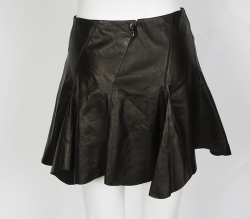 Jean Claude Jitrois Lambskin Leather Skater Skirt sz 34 US 4 Mini - Picture 4 of 5