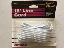 15 Feet Modular Phone/Telephone Wire Line Flat Cord/Cable, RJ11 WHITE