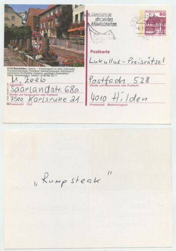 50602 - Ganzsache - Bildpostkarte Beerfelden, gelaufen Karlsruhe 6.7.1987 - Bild 1 von 1