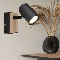 Wandlampe Leuchte Schlafzimmerlampe Spotstrahler Holzoptik Verstellbar H 10 Cm