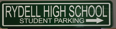 RYDELL HIGH SCHOOL Metal Street Sign Grease Travolta Newton Musical Pink Ladies