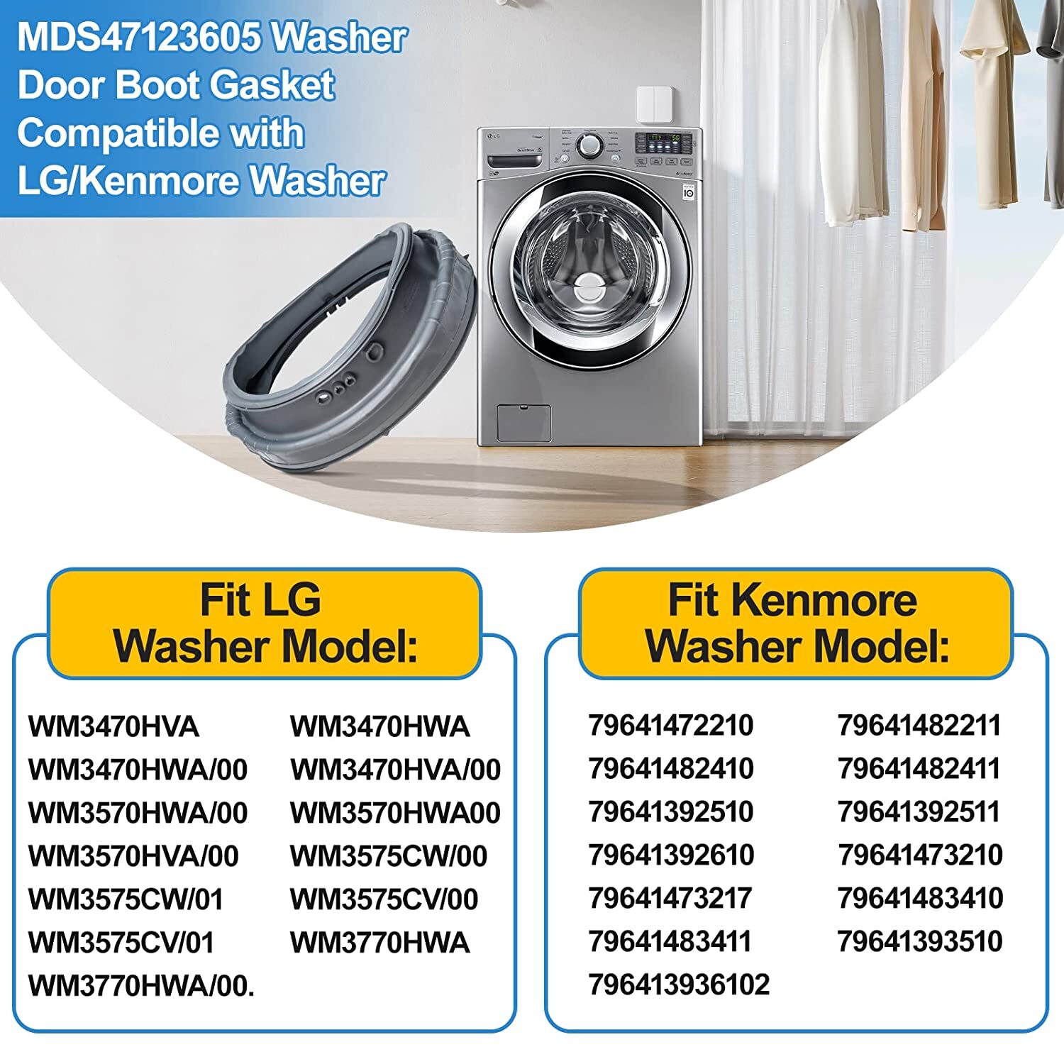 New Washer Door Boot Gasket For LG Kenmore WM3470HVA/HWA MDS47123605 WM3575CW eBay