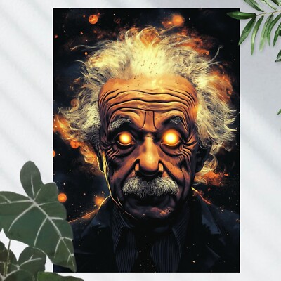 Albert Einstein mit leuchtenden Augen Poster Schöne Wanddeko Dekoration